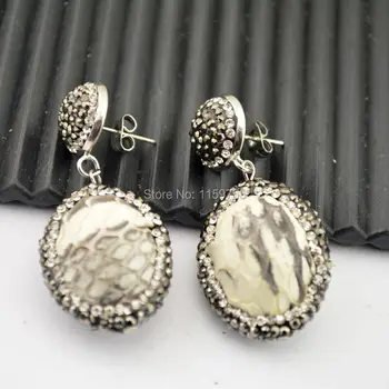 4Pairs White Snakeskin Egg Shape Drop Dangle Earring, With Pave Crystal Rhinestone Charm Jewelry Earrings
4Pairs White Snakeskin Egg Shape Drop Dangle Earring, With Pave Crystal Rhinestone Charm Jewelry Earrings