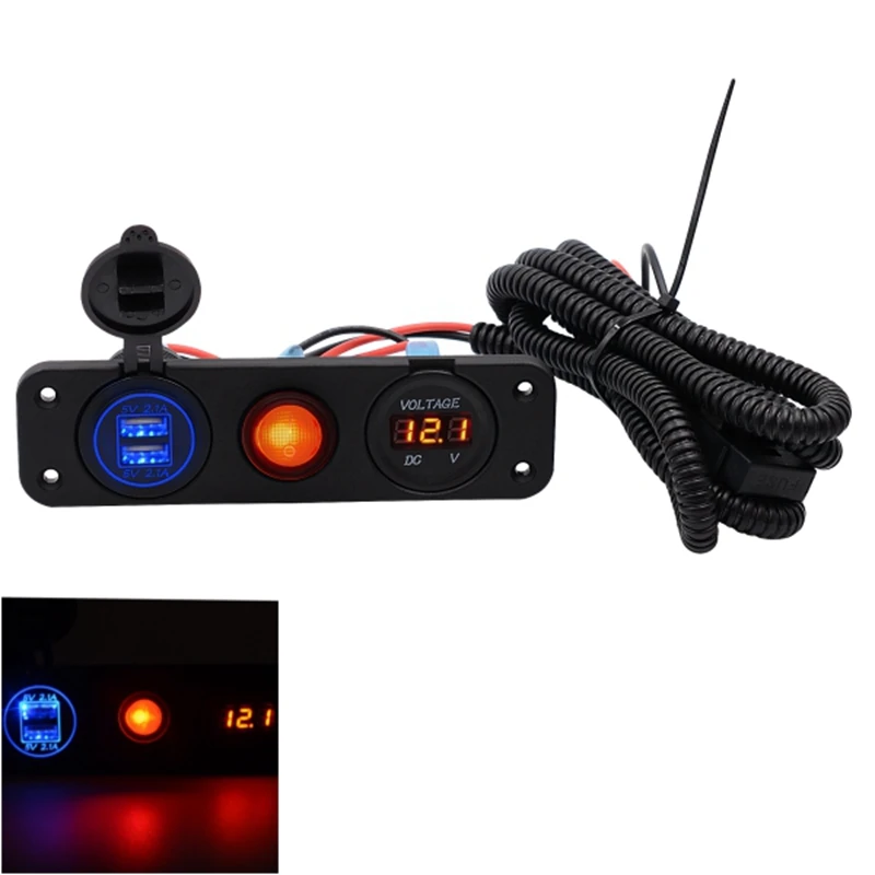 5V 4.2A LED Dual Usb Charger Volt Meterr Waterproof Switch Panel Marine Car Boat Motorcycle CS-578C1 Colorful
5V 4.2A LED Dual Usb Charger Volt Meterr Waterproof Switch Panel Marine Car Boat Motorcycle CS-578C1 Colorful