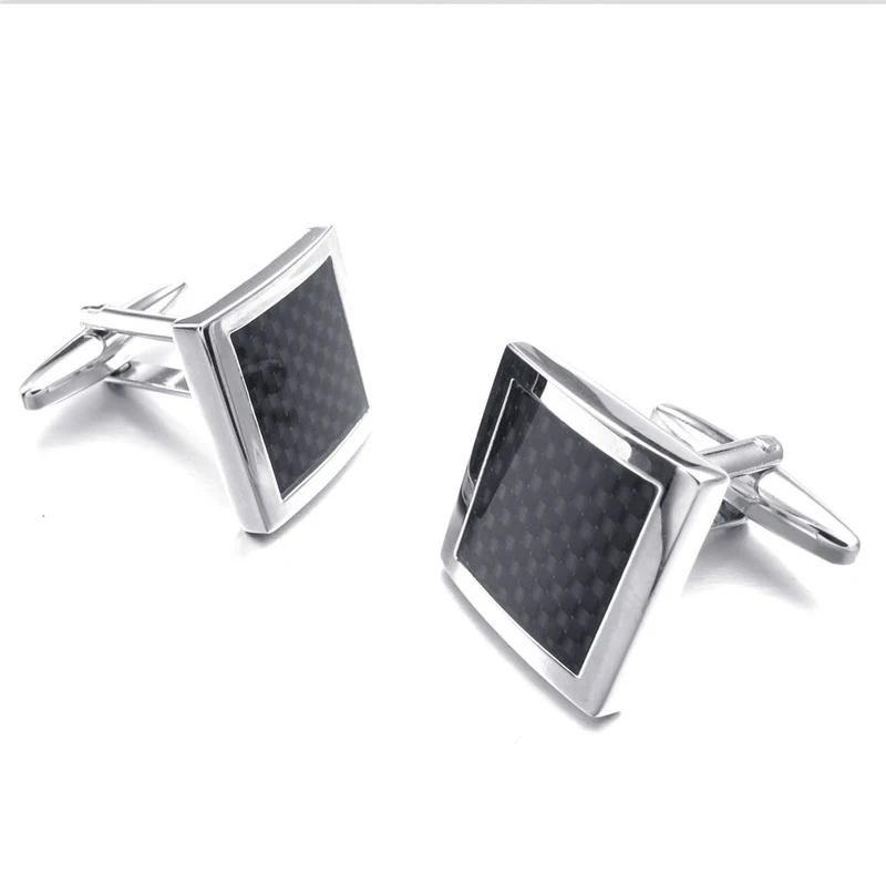 

HYX Jewellery square Black fiber style brand cufflinks male French shirt cuff links Fashion for men's button Gift free shipping