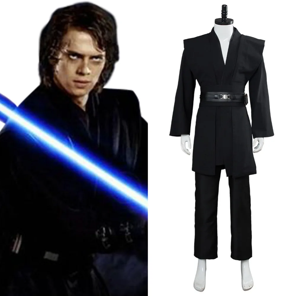 

Star Wars Cosplay Jedi Knight Costume Anakin Skywalker Cosplay Darth Vader Costume Robe Black Uniform Adult Men for Halloween