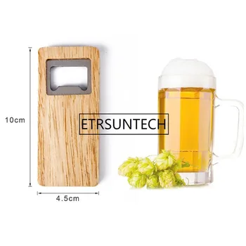 

500pcs Wood Beer Bottle Opener Wooden Handle Corkscrew Stainless Steel Square Openers Bar Kitchen Accessories Party Gift