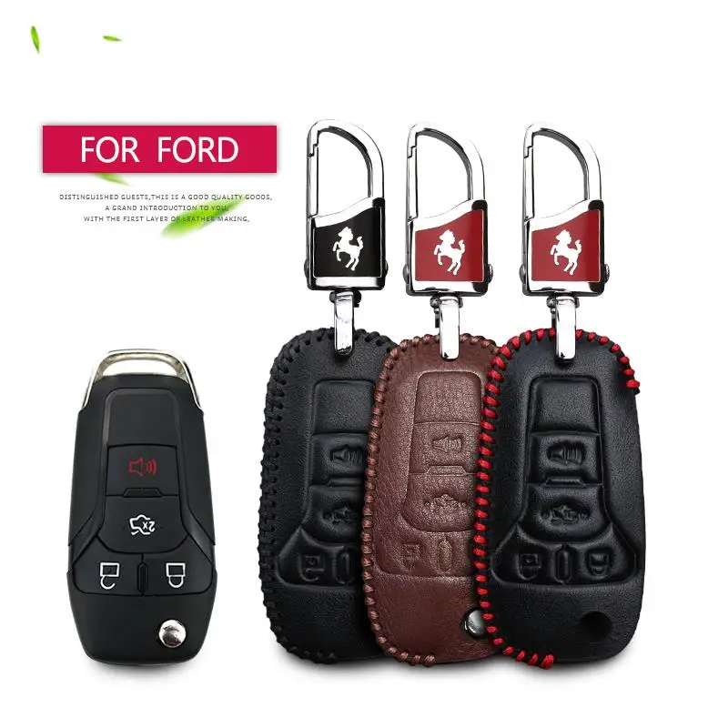KUKAKEY Genuine Leather Car Key Cover Case For Ford ka 2017 Focus Fiesta fusion F150 F-150 Mustang Explorer With Horse Key Chain
KUKAKEY Genuine Leather Car Key Cover Case For Ford ka 2017 Focus Fiesta fusion F150 F-150 Mustang Explorer With Horse Key Chain