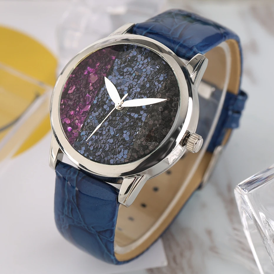 2017 New arrivals Women Bracelet Watch Crystal Glitter Quartz Clocks Female White Pointer Multicolor PU Leather Relogio Feminino Fashion (32)