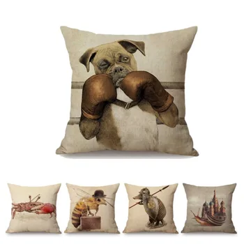 Boxing Dog Elephant Trumpeter Mr Bee Fair Tale Animals Art Throw Pillow Case Happy Childhood Cute Cotton Linen Cushion Cover
Boxing Dog Elephant Trumpeter Mr Bee Fair Tale Animals Art Throw Pillow Case Happy Childhood Cute Cotton Linen Cushion Cover
