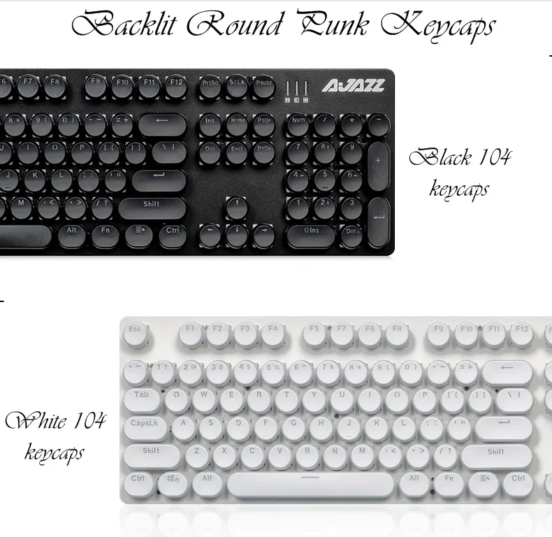 Ajazz Steam Punk 104 Key ABS Round Retro Keycap Transparent DIY Button Cap For 104 key/87 key Mechanical Keyboard
Ajazz Steam Punk 104 Key ABS Round Retro Keycap Transparent DIY Button Cap For 104 key/87 key Mechanical Keyboard