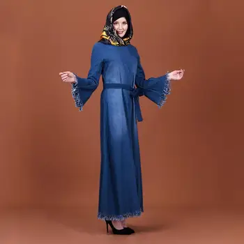 Autumn Fashion Denim Muslim Robes syari female tassel stitching full length muslim abaya Arab muslim prayer dress wq2257
Autumn Fashion Denim Muslim Robes syari female tassel stitching full length muslim abaya Arab muslim prayer dress wq2257