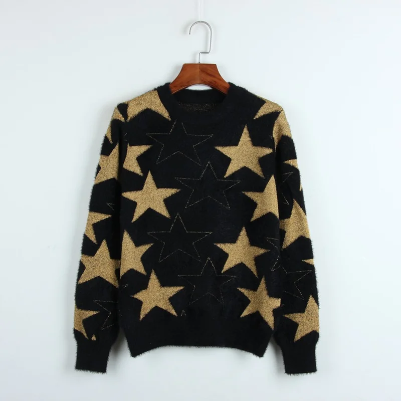 2018 Fall Winter Thick Warm Women Sweater O-Neck Gold Line star pattern Mohair Pullovers Star Pattern Long Sleeve Knit Sweater
2018 Fall Winter Thick Warm Women Sweater O-Neck Gold Line star pattern Mohair Pullovers Star Pattern Long Sleeve Knit Sweater