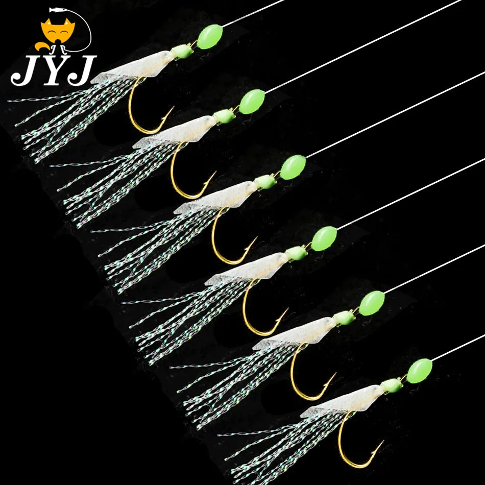 JYJ 6pcs/pack real fish sabaki rigging set, luminous laser feater tail sabiki hook string hook Pesca isca
JYJ 6pcs/pack real fish sabaki rigging set, luminous laser feater tail sabiki hook string hook Pesca isca