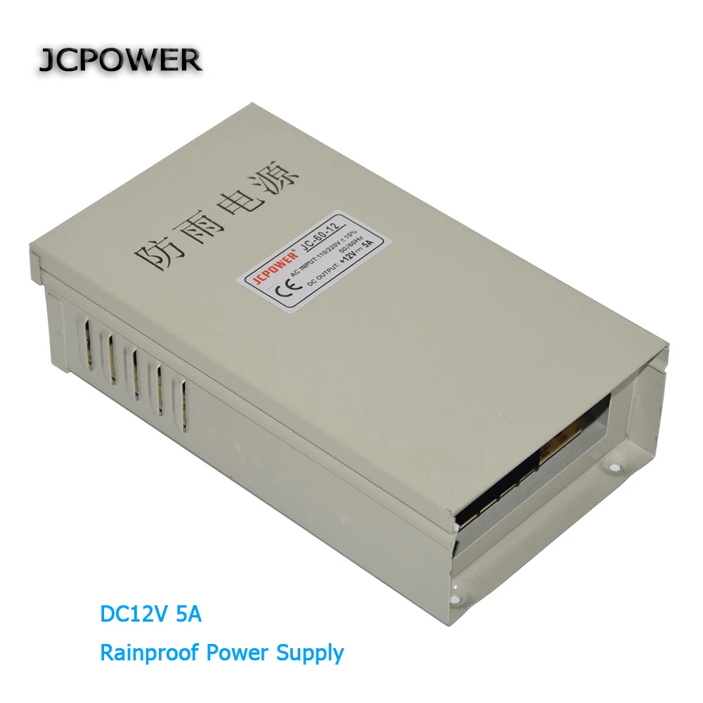 Выход DC12V 5A 60 Вт Светодиодный источник питания непромокаемый светодиодный