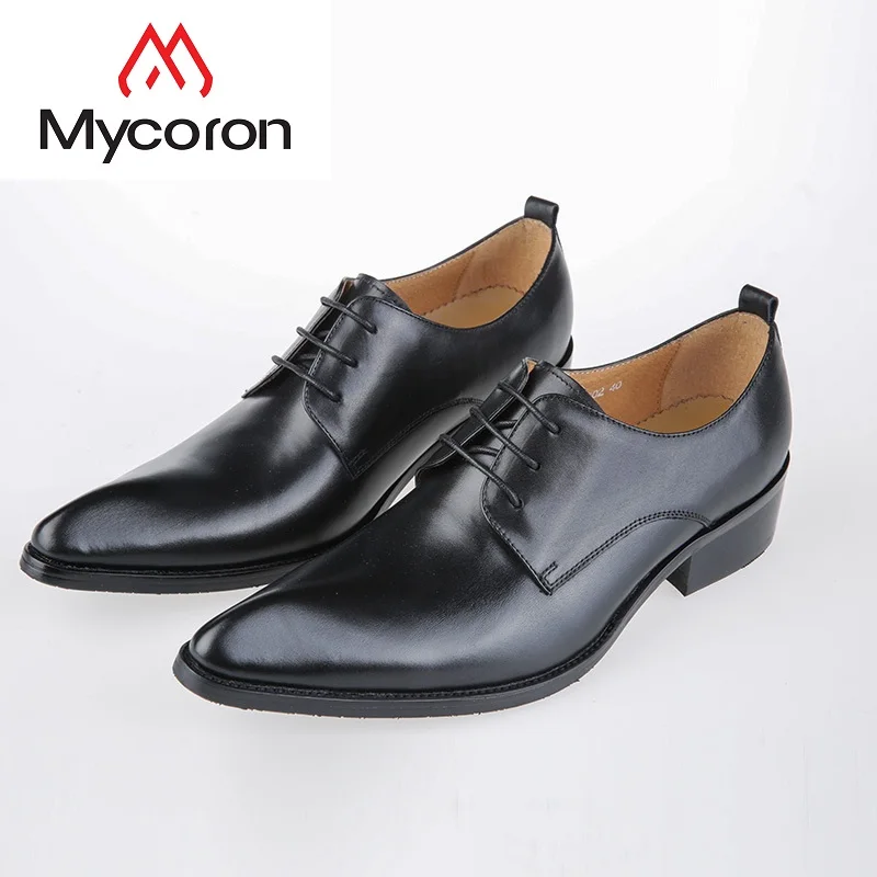 

MYCORON Luxury Brand Top Fashion Pointed Toe Formal Oxfords Genuine Leather Boots Mens Black Dress Shoes Nette Heren Schoenen