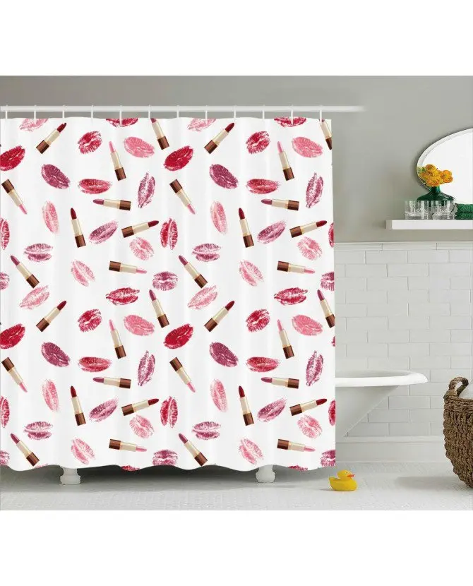 Cosmetics Shower Curtain Lipstick Kiss Makeup Print For Bathroom Waterproof And Fabric Romantic Shower
Cosmetics Shower Curtain Lipstick Kiss Makeup Print For Bathroom Waterproof And Fabric Romantic Shower