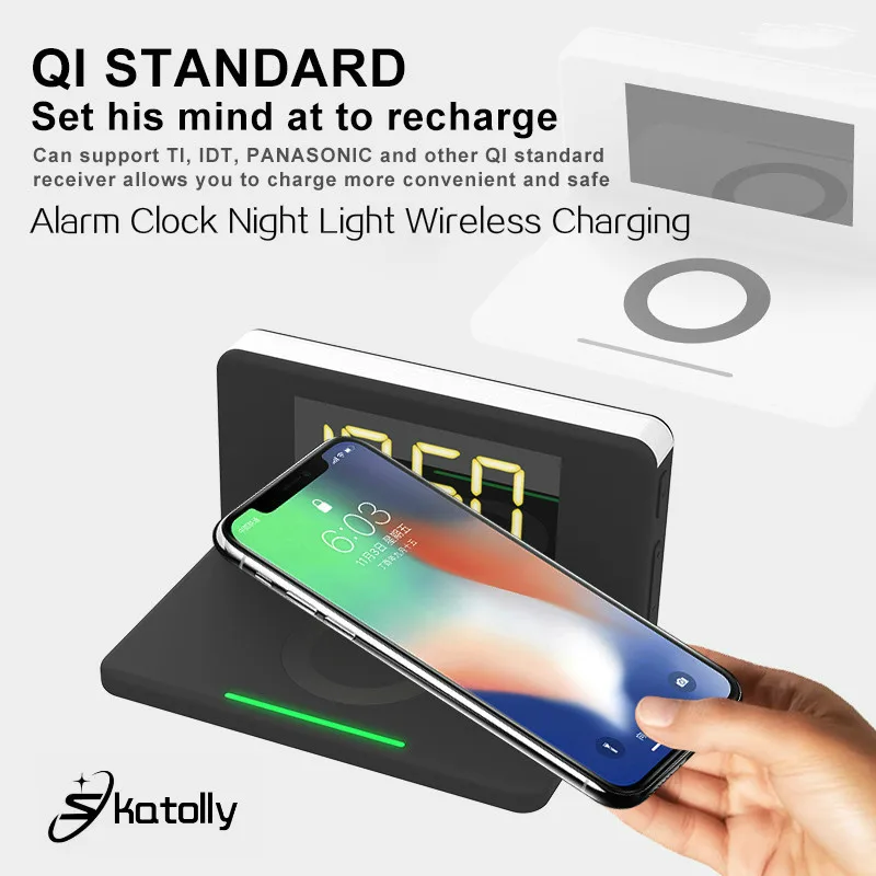 Wireless Charging Alarm Clock Adjustable Home Night Light LED Display Fast 3-In-1 Qi Wireless Charger Dock for IPhone Samsung
Wireless Charging Alarm Clock Adjustable Home Night Light LED Display Fast 3-In-1 Qi Wireless Charger Dock for IPhone Samsung