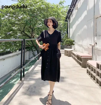 Poungdudu maternity pregnant women dress V-neck dress A-line skirt high waist hot mom big swing skirt tide 2019 summer new
Poungdudu maternity pregnant women dress V-neck dress A-line skirt high waist hot mom big swing skirt tide 2019 summer new