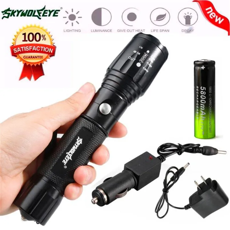 5000LM CREEE XM-L T6 LED Flashlight Rechargeable Torch Lamp AC+Battery Charger Camping Focus Zoomable NOJ05
5000LM CREEE XM-L T6 LED Flashlight Rechargeable Torch Lamp AC+Battery Charger Camping Focus Zoomable NOJ05