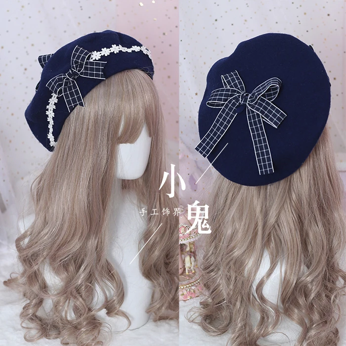 Japanese beret lolita girl sweet cute wild woolen female autumn and winter daisy hand made bow bud hat
Japanese beret lolita girl sweet cute wild woolen female autumn and winter daisy hand made bow bud hat