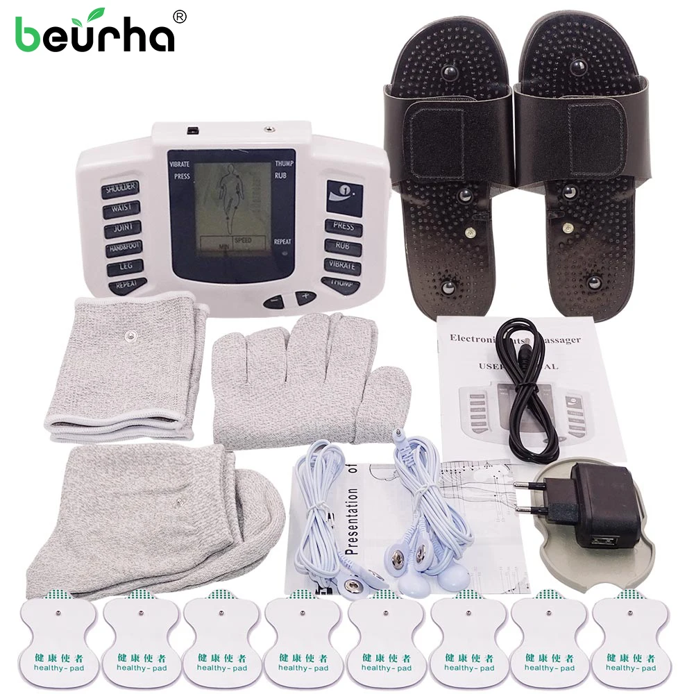 

Russian/English Electrical Muscle Relax Stimulator Therapy Massager 16 Pads Pulse Tens Acupuncture Pain Relief Glove Sock Bracer