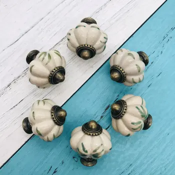 6x Vintage Solid Bamboo Leaf Han-Painted Retro Ceramic Pumpkin Handle Knobs Classical Furniture Drawer cabinet Door Pull Handles
6x Vintage Solid Bamboo Leaf Han-Painted Retro Ceramic Pumpkin Handle Knobs Classical Furniture Drawer cabinet Door Pull Handles