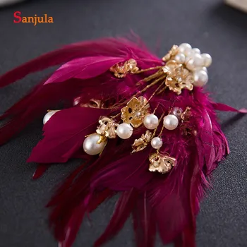 2020 New Feather Bridal Headpiece With Gold Flowers Pearls Wedding Head Accessory With Clip 1 Pair T077
2020 New Feather Bridal Headpiece With Gold Flowers Pearls Wedding Head Accessory With Clip 1 Pair T077