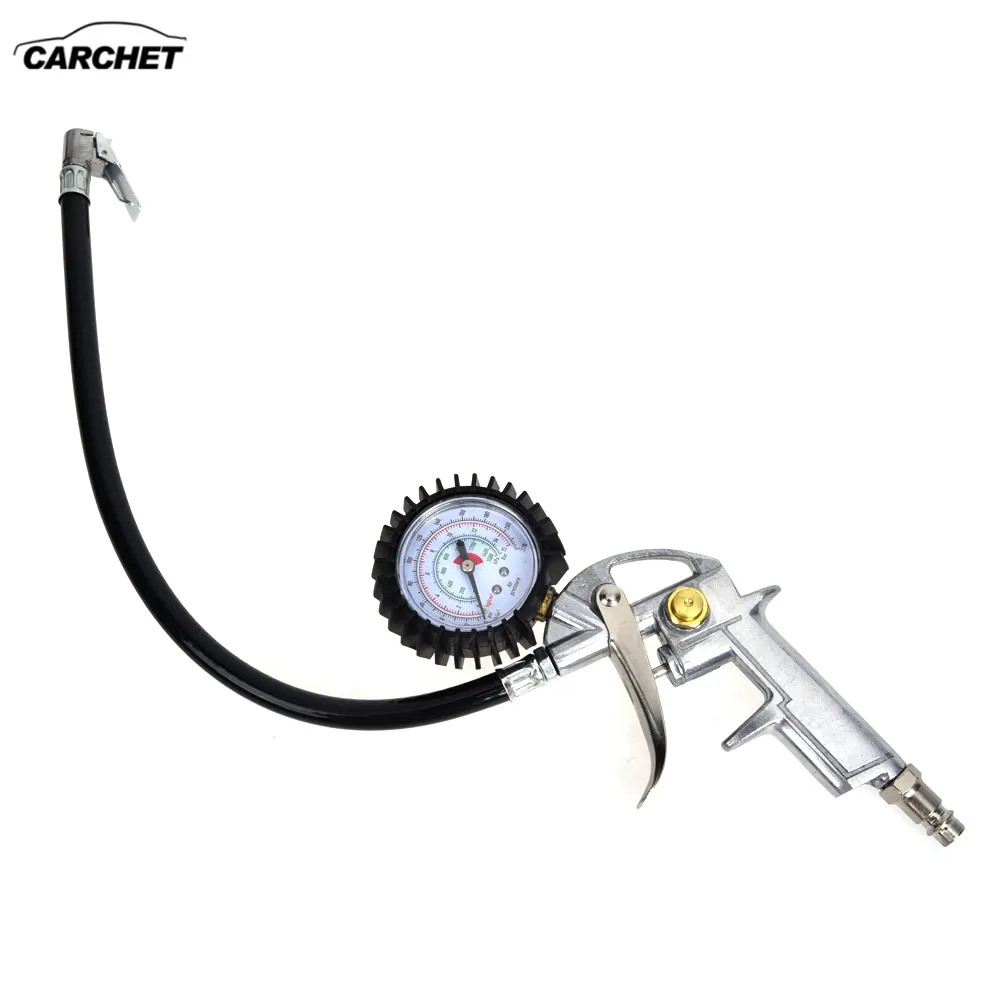 CARCHET Digital Tire Inflator Gauge 15BAR Tire Pressure Inflator Gun Dial AIR Release Button Silver EU Standard 220 PSI
CARCHET Digital Tire Inflator Gauge 15BAR Tire Pressure Inflator Gun Dial AIR Release Button Silver EU Standard 220 PSI