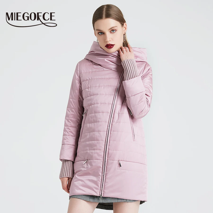 MIEGOFCE 2019 Spring Autumn Jacket With Oblique Cut Bright Women's Jacket Thin Cotton Coat Windproof Warm Knitted Sleeve Jacket
MIEGOFCE 2019 Spring Autumn Jacket With Oblique Cut Bright Women's Jacket Thin Cotton Coat Windproof Warm Knitted Sleeve Jacket