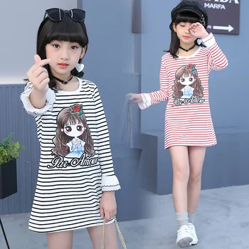 Casual Kids girl dress long sleeve Clothes Summer Fall Cartoon Long T-shirts Cotton Stripe Cute Princess Dress 6 8 10 12 14Years
Casual Kids girl dress long sleeve Clothes Summer Fall Cartoon Long T-shirts Cotton Stripe Cute Princess Dress 6 8 10 12 14Years