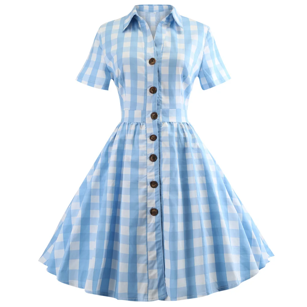 Joineles Plaid Hepburn Vintage Dress Women Autumn Lapel Short Sleeve Button Fly Party Dress Casual Cotton Summer Dresses 4XL 5XL
Joineles Plaid Hepburn Vintage Dress Women Autumn Lapel Short Sleeve Button Fly Party Dress Casual Cotton Summer Dresses 4XL 5XL
