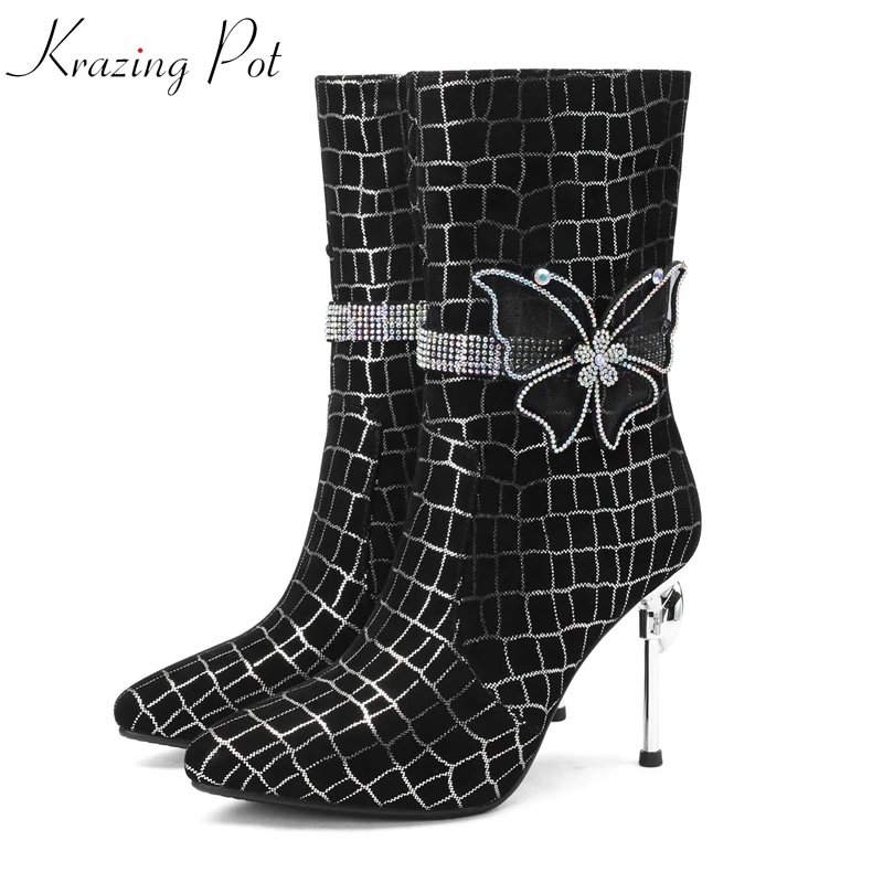 Krazing Pot new arrival 2018 sheep suede pointed toe party printed leather beauty lady elegant brand dating mid-calf boots L15
Krazing Pot new arrival 2018 sheep suede pointed toe party printed leather beauty lady elegant brand dating mid-calf boots L15