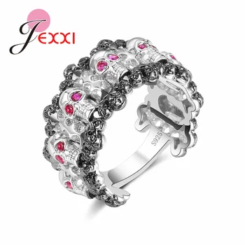 Vintage Skull Design Ring With Fuchsia Crystal Stones Finger Rings 925 Sterling Silver Jewely For Female Punk Style
Vintage Skull Design Ring With Fuchsia Crystal Stones Finger Rings 925 Sterling Silver Jewely For Female Punk Style