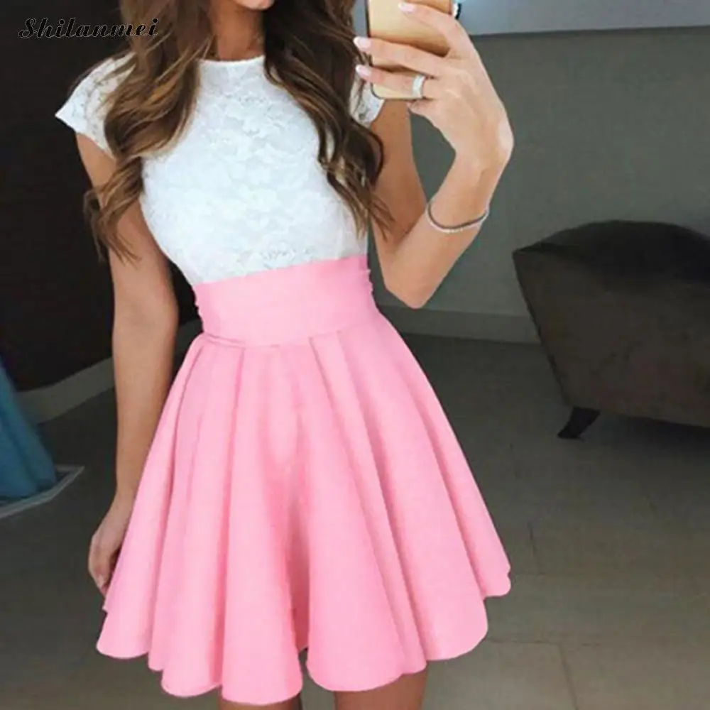 Casual A-Line Mini Dresses Lace Patchwork Party Dress Elegant Short Sleeveless Robe Femme Vestidos Verano 2018 Summer Robe Femme
Casual A-Line Mini Dresses Lace Patchwork Party Dress Elegant Short Sleeveless Robe Femme Vestidos Verano 2018 Summer Robe Femme