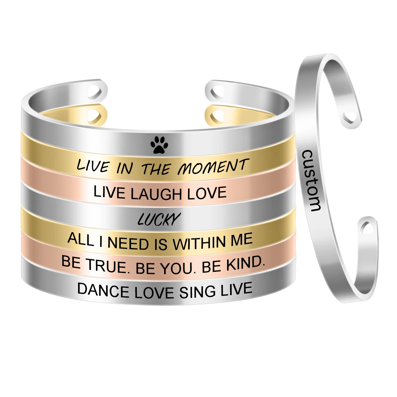 Personalized Bracelet Stainless Steel Cuff Bracelets for Women Inspirational Bangle custom Jewelry SL-088
Personalized Bracelet Stainless Steel Cuff Bracelets for Women Inspirational Bangle custom Jewelry SL-088
