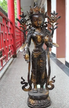 xd 002848 39"China Tibet Buddhism Bronze Gild Stand lotus flower Hand Kwan-Yin Buddha StatUE
xd 002848 39"China Tibet Buddhism Bronze Gild Stand lotus flower Hand Kwan-Yin Buddha StatUE