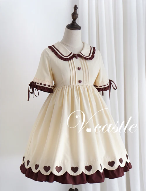 Caramel Pudding Women's Cute Beige Lolita Dress Short Sleeve Heart Buttons Summer One Piece Color Beige
Caramel Pudding Women's Cute Beige Lolita Dress Short Sleeve Heart Buttons Summer One Piece Color Beige