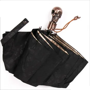 Devil Skull Handle Umbrella 3 Folding Fully-automaticlly Male UV Sun Rain Male Windproof Umbrellas Rain Gear Gift
Devil Skull Handle Umbrella 3 Folding Fully-automaticlly Male UV Sun Rain Male Windproof Umbrellas Rain Gear Gift