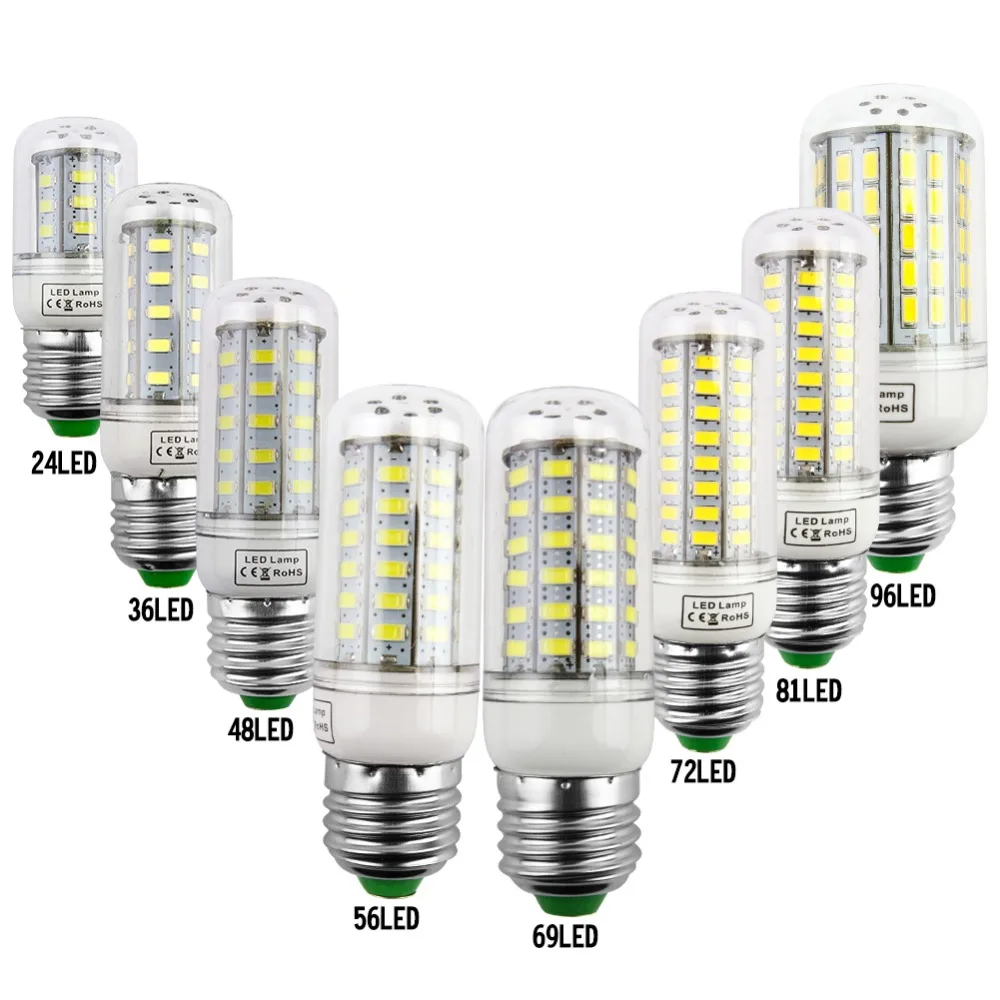 

2PCS E27 LED Lamp E14 LED Corn Bulb Lampada 24 36 48 56 69LED Chandelier Candle LED Light SMD5730 220V 240V For Home Decoration
