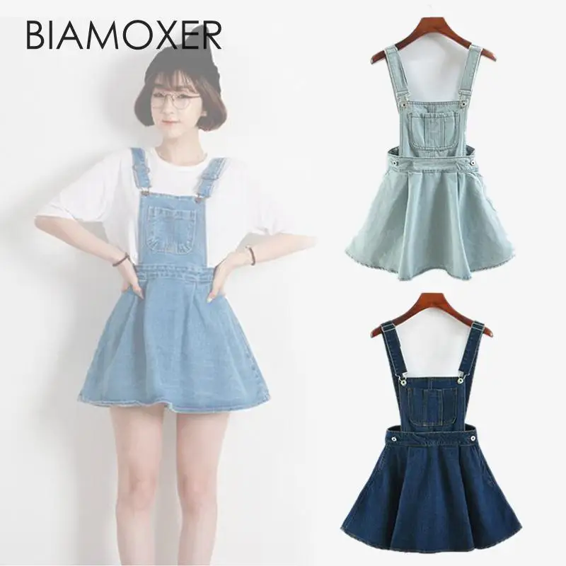 Biamoxer Vintage Sweet Preppy Style Womens takedown braces mini Denim Skirt Ladies Girls A-line Suspender Skirt 
Biamoxer Vintage Sweet Preppy Style Womens takedown braces mini Denim Skirt Ladies Girls A-line Suspender Skirt