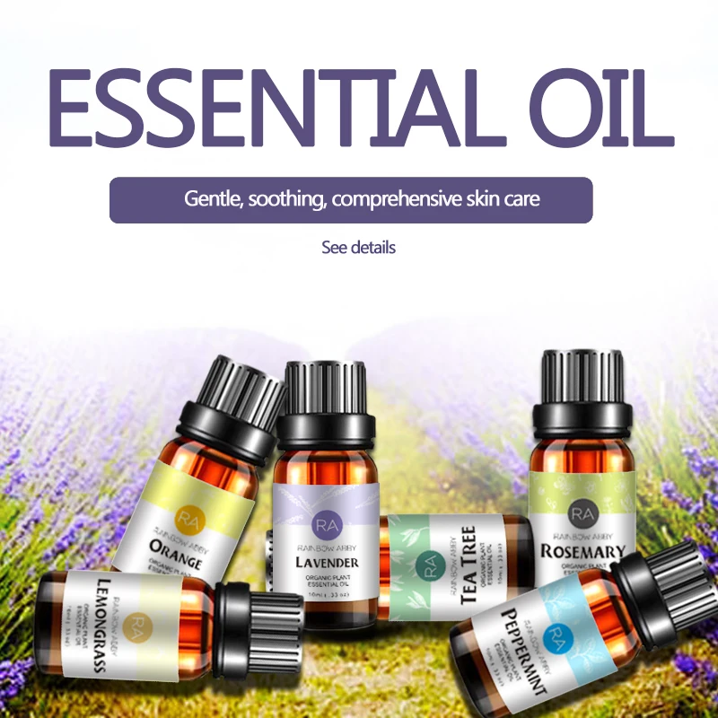 10ml * 6 bottles Pure essential oils for aromatherapy diffusers lavender tea tree lemongrass tea tree orange Rosemary oil
10ml * 6 bottles Pure essential oils for aromatherapy diffusers lavender tea tree lemongrass tea tree orange Rosemary oil