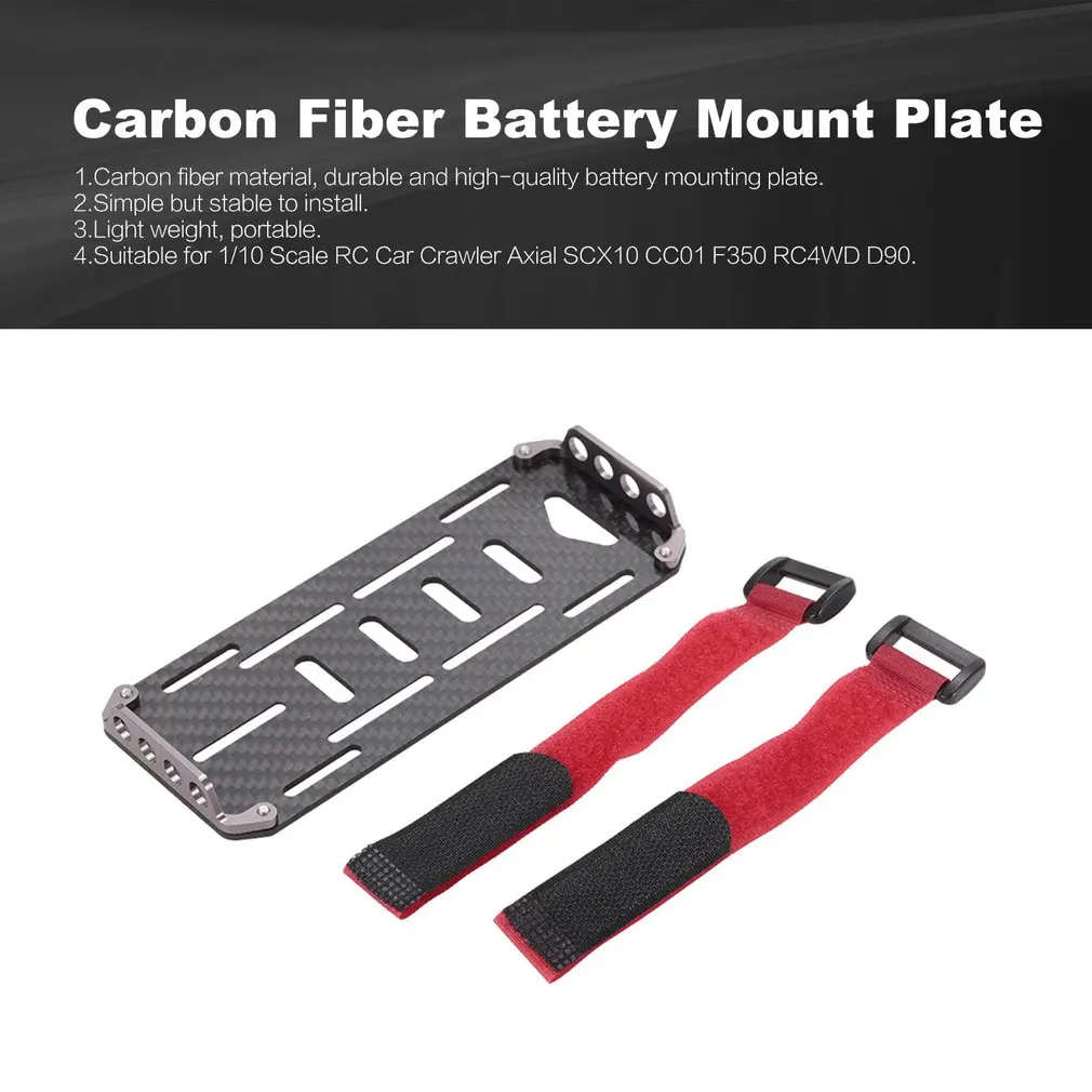 Black Carbon Fiber Battery Mount Plate for 1/10 Scale RC Car Crawler Axial SCX10 CC01 F350 RC4WD D90 Truck Parts
Black Carbon Fiber Battery Mount Plate for 1/10 Scale RC Car Crawler Axial SCX10 CC01 F350 RC4WD D90 Truck Parts