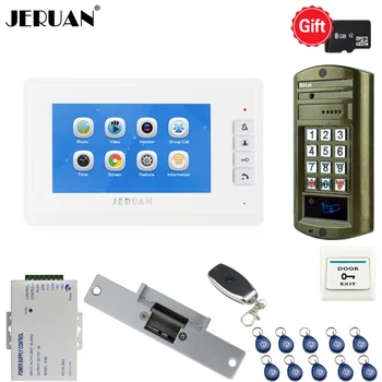 

JERUAN Video Door Phone Voice/Video Recording Intercom System kit With 7 inch Monitor+ Waterproof password Access Mini Camera