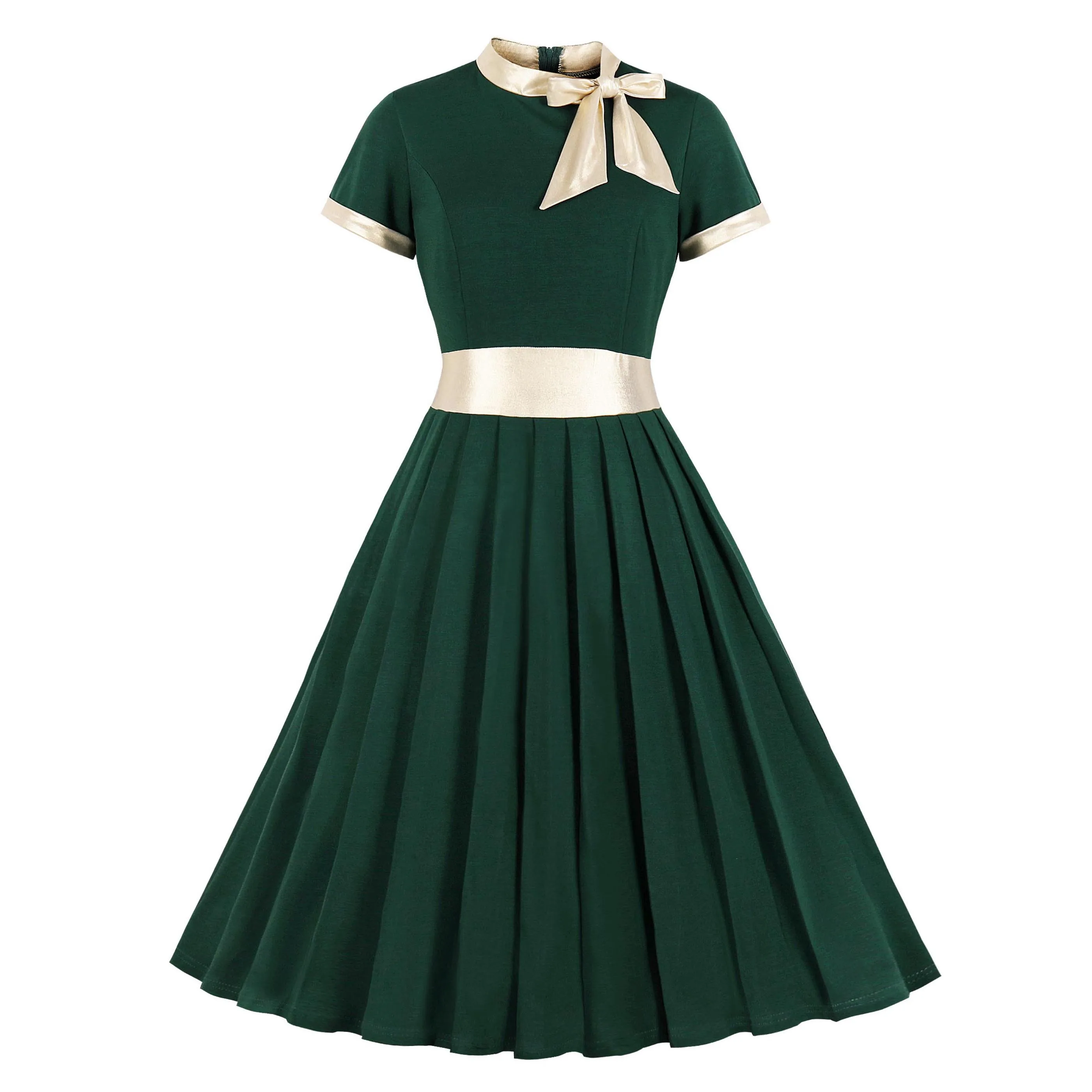 ZOGAA Gold Patchwok Women Vintage Dress Bow Neck Green Pleated Dress Short Sleeves Office Midi Dress Party Wine High Waist Dress
ZOGAA Gold Patchwok Women Vintage Dress Bow Neck Green Pleated Dress Short Sleeves Office Midi Dress Party Wine High Waist Dress