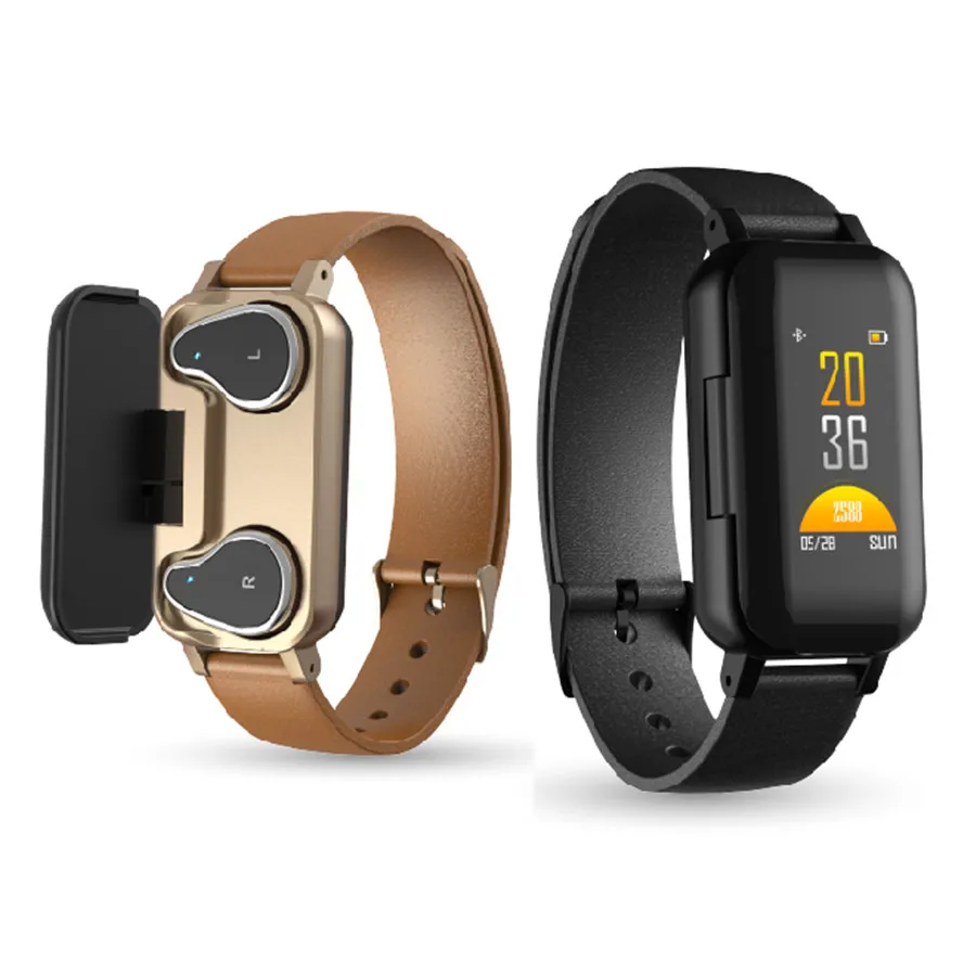 Новые смарт часы два в одном T89 с цветным экраном bluetooth гарнитура мониторинг