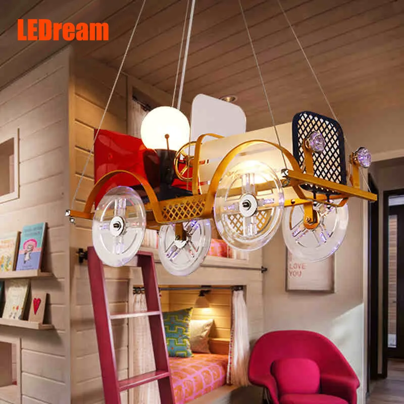 Image Creative cartoon car chandelier LED to children room children s clothing store lighting Boys and girls bedroom lamps and lantern