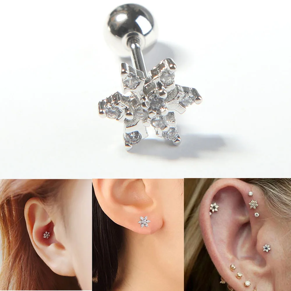 1pcs Zircon Snowflake Charm Cute Ear Studs Cartilage Stud Tragus Helix Piercing Body Jewelry
1pcs Zircon Snowflake Charm Cute Ear Studs Cartilage Stud Tragus Helix Piercing Body Jewelry