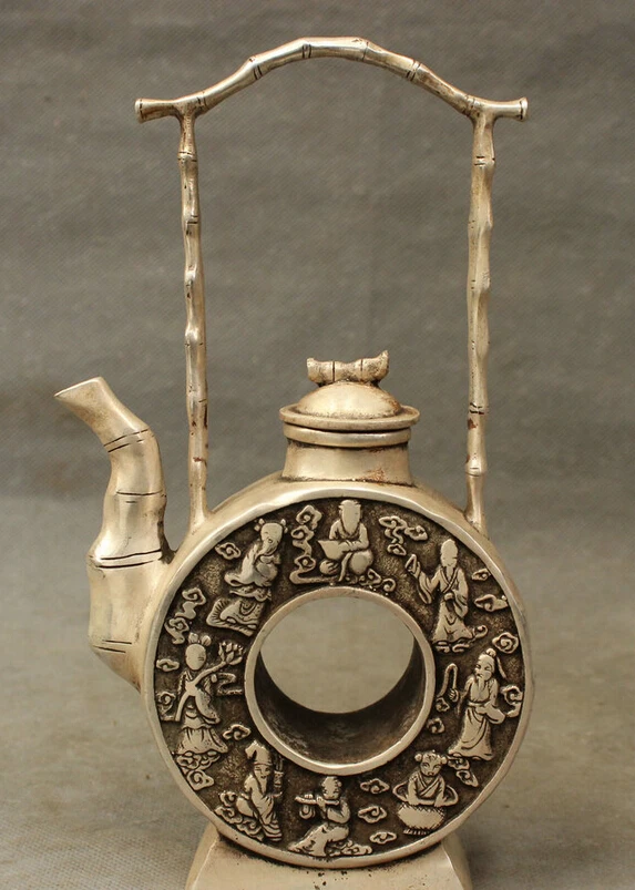 song voge gem S4452 8" Chiense Silver Buddhism 8 immortal God Statue Auspicious Hold Teapot Wine Pot
song voge gem S4452 8" Chiense Silver Buddhism 8 immortal God Statue Auspicious Hold Teapot Wine Pot
