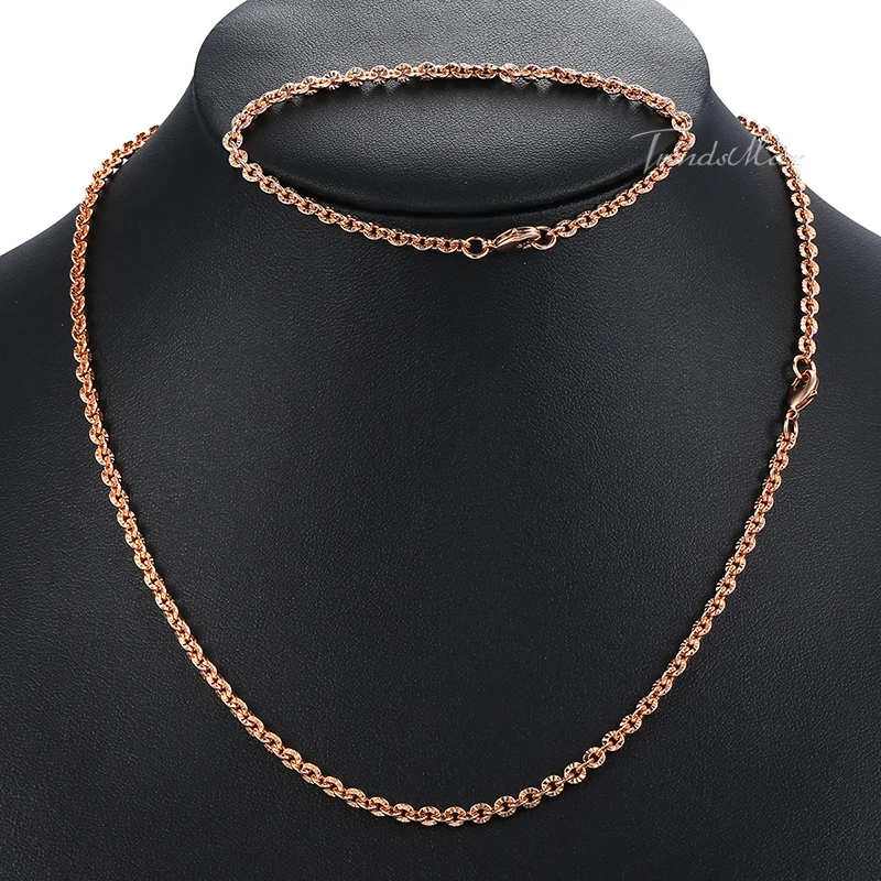 Womens Bracelet Necklace Set Cut Rolo Round Link 585 Rose Gold Filled Fashion Jewelry Set Chain 3mm GS276
Womens Bracelet Necklace Set Cut Rolo Round Link 585 Rose Gold Filled Fashion Jewelry Set Chain 3mm GS276