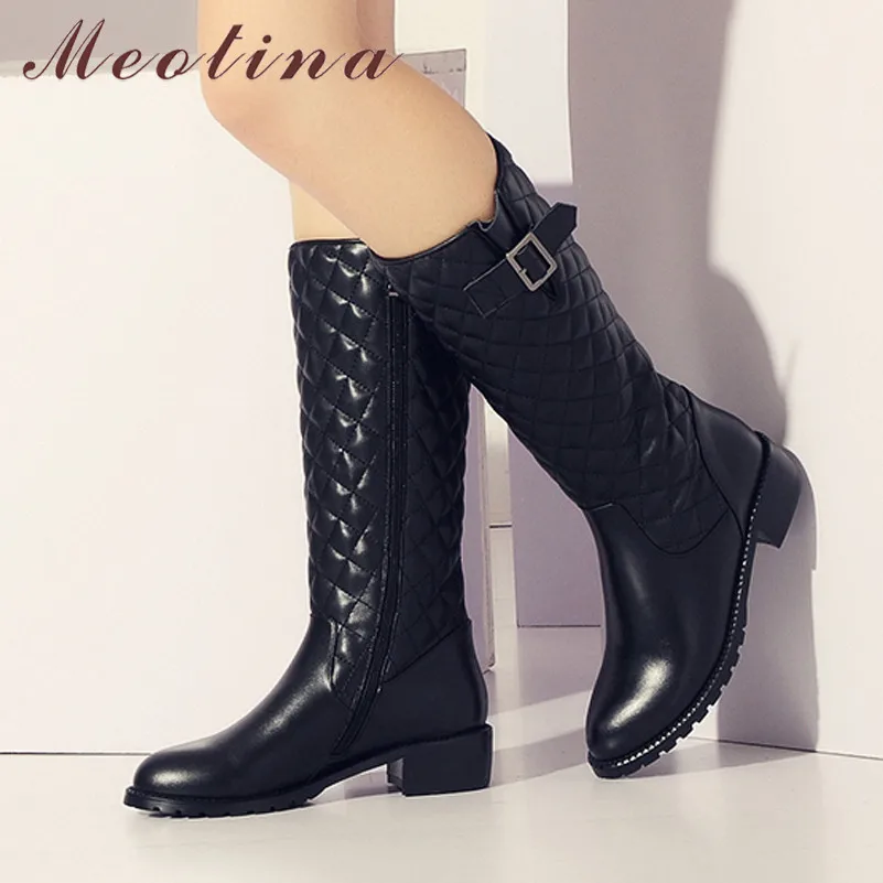 Meotina Women Knee High Boots Winter Natural Genuine Leather Buckle Block Heel Long Boots Zipper Round Toe Shoes Lady Size 33-43
Meotina Women Knee High Boots Winter Natural Genuine Leather Buckle Block Heel Long Boots Zipper Round Toe Shoes Lady Size 33-43