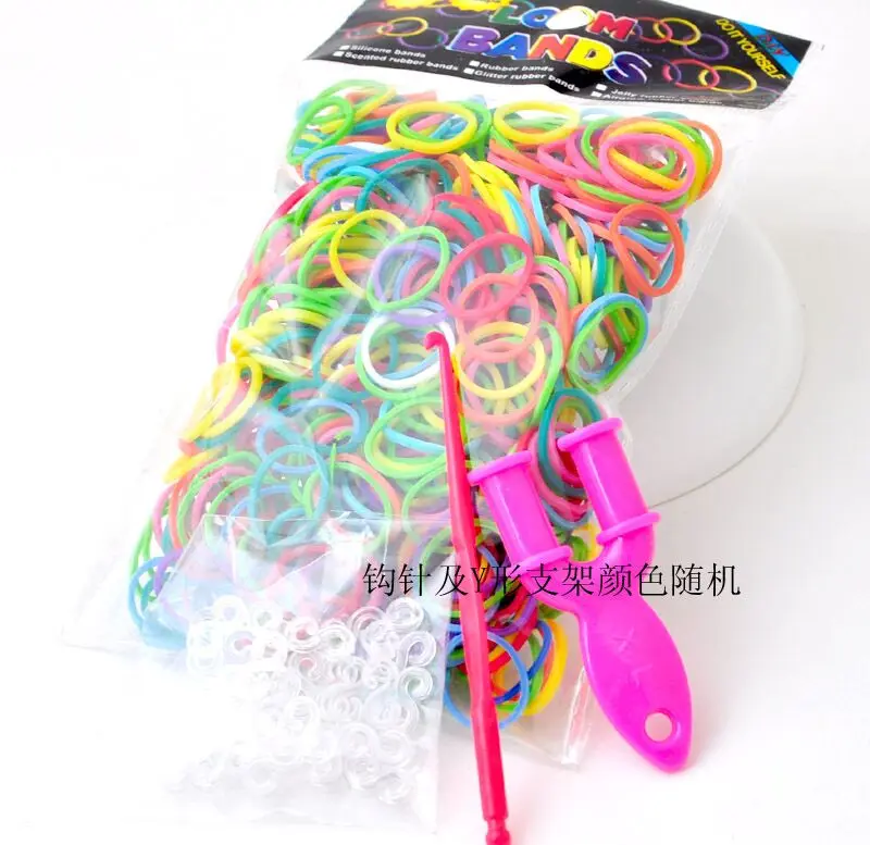 Rainbow woven easy set rubber bands rainbow bracelet weaving children DIY toy