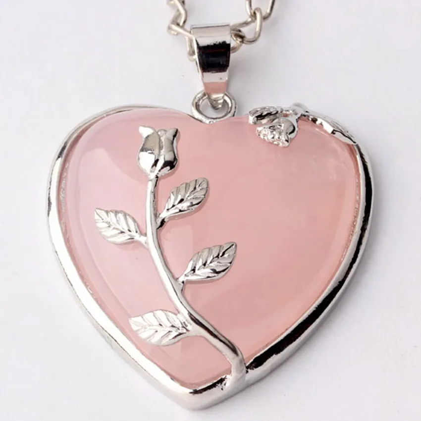 Kraft-beads Romantic Silver Plated Inlay Leaf Flower Natural Rose Pink Quartz Forever Love Heart Pendant Charms Jewelry
Kraft-beads Romantic Silver Plated Inlay Leaf Flower Natural Rose Pink Quartz Forever Love Heart Pendant Charms Jewelry