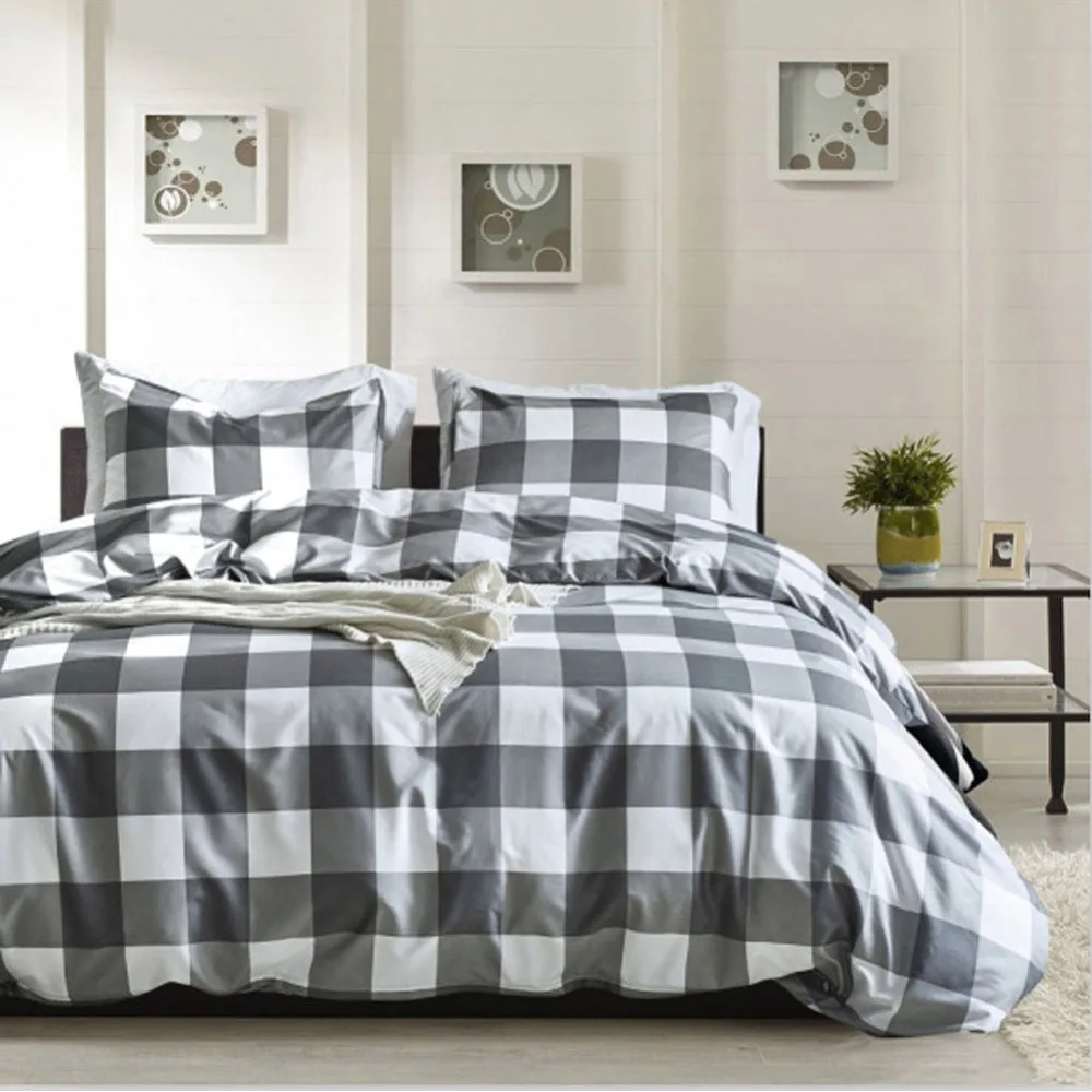 Classic Bedding Set 3 Size Grey Plaid Bed Linen Pillowcase Duvet Cover Set Pastoral Bedclothes Bedroom Decor Home Textile
Classic Bedding Set 3 Size Grey Plaid Bed Linen Pillowcase Duvet Cover Set Pastoral Bedclothes Bedroom Decor Home Textile