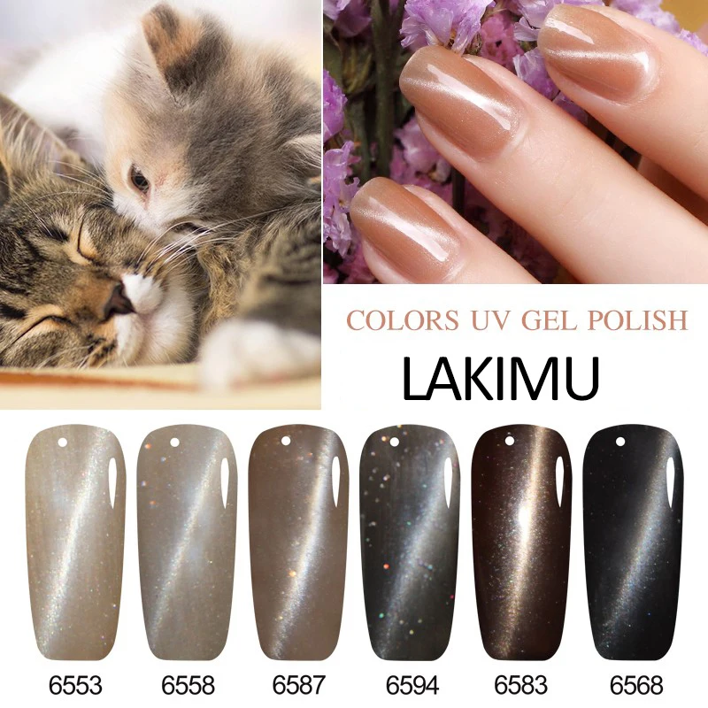 LAKIMU Cat's Eye Hybrid Varnishes Semi Permanent Gel Nail Polish Design Magnet Stick All for Nails and Manicure Art | Красота и