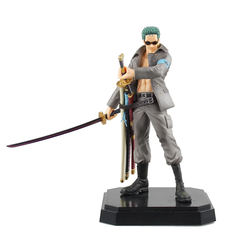 One Piece Action Figure Roronoa Zoro Swords Katana Military Style PVC Action Figure Anime Model Toy 22cm
